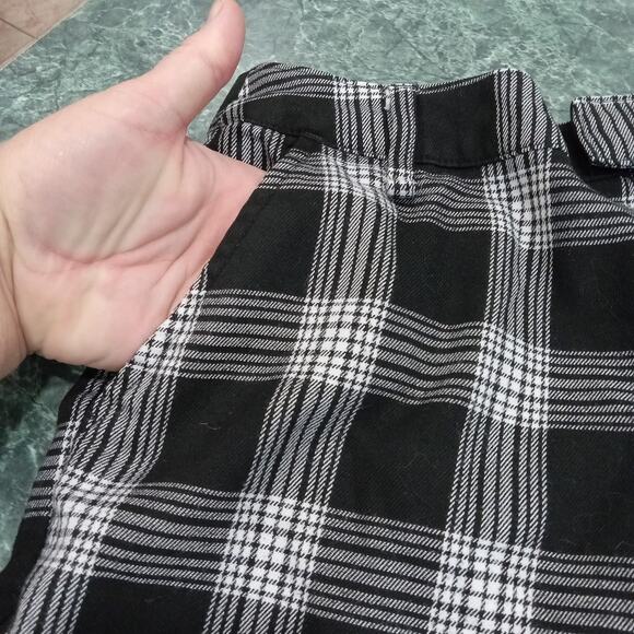 Hot Topic Women Pants Large Black White Plaid Gothic Steampunk Y2K Stretch Goth - Picture 4 of 11